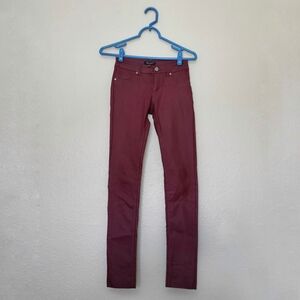 Red Faux Leather Skinny Jeans